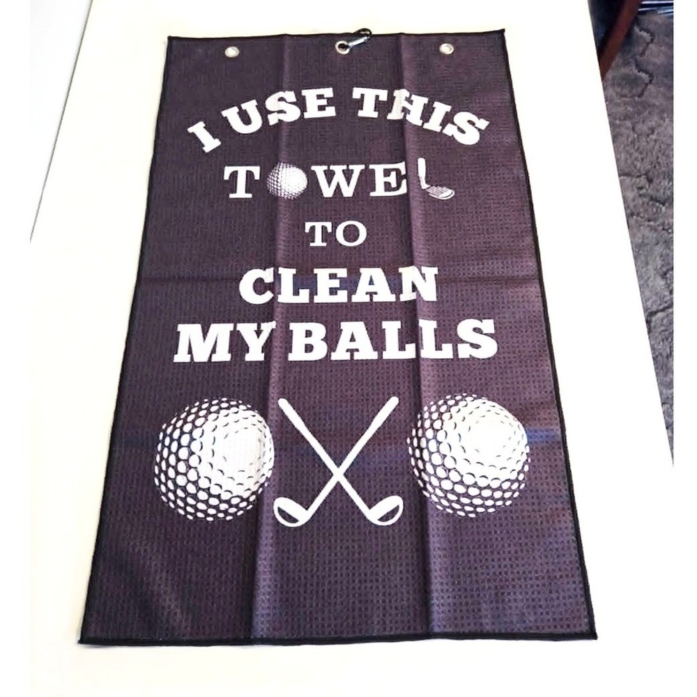 New Men's Golf Towel Golfing Accessory Tri Fold Waffle Clean My Balls Towel